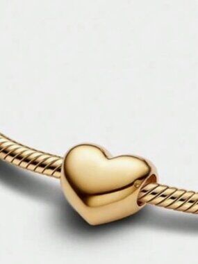 New Gold Heart Charm for Pandora Type Bracelet